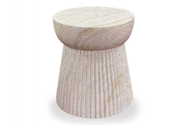 Produktbillede af Bolette Sidebord m/riller Ø37 x 43 cm Natur på tilbud i høj kvalitet