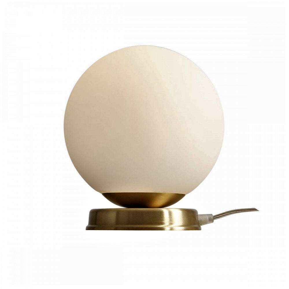 Produktbillede af Hazme Bordlampe i messing og hvidt glas ø 14 cm på tilbud i høj kvalitet