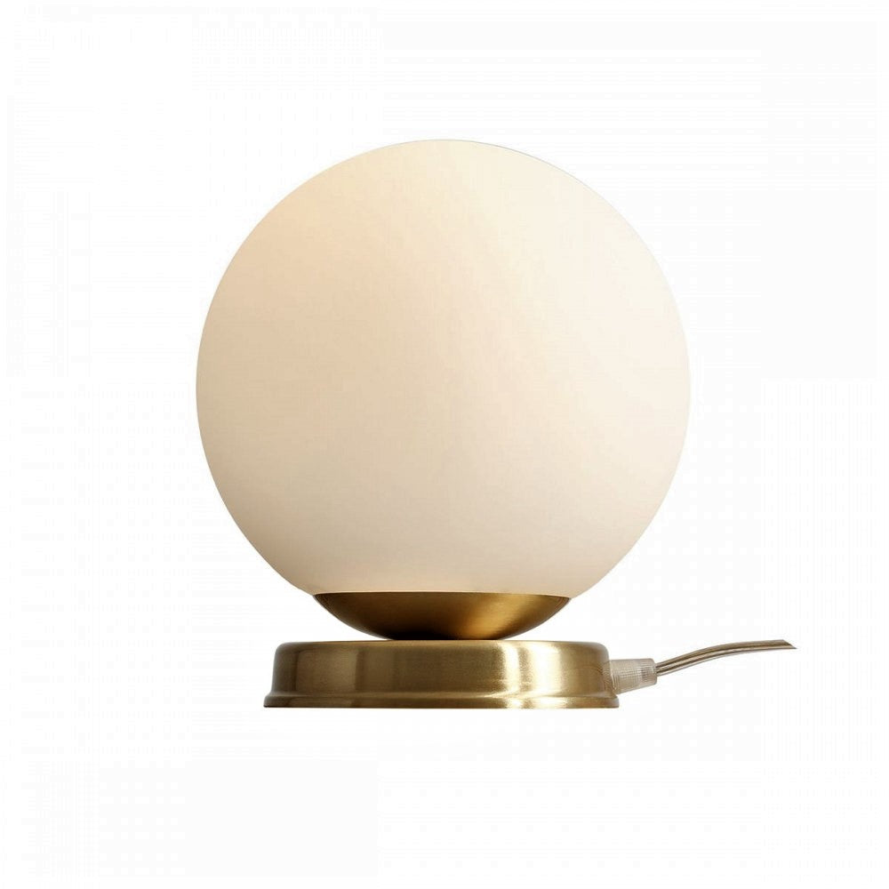 Produktbillede af Hazme Bordlampe i messing og hvidt glas ø 20 cm på tilbud i høj kvalitet