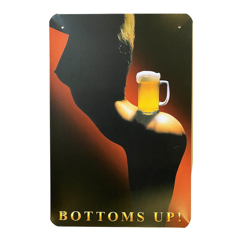 Produktbillede af Køb Metalskilt Bottoms Up på tilbud