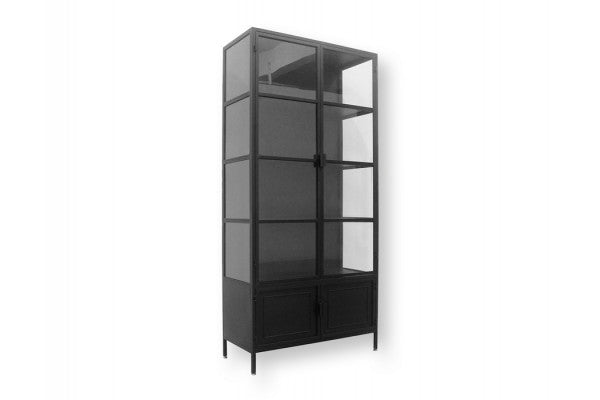 Produktbillede af Brande Vitrineskab i Metal 92x40x201,5 cm Sort på tilbud i høj kvalitet