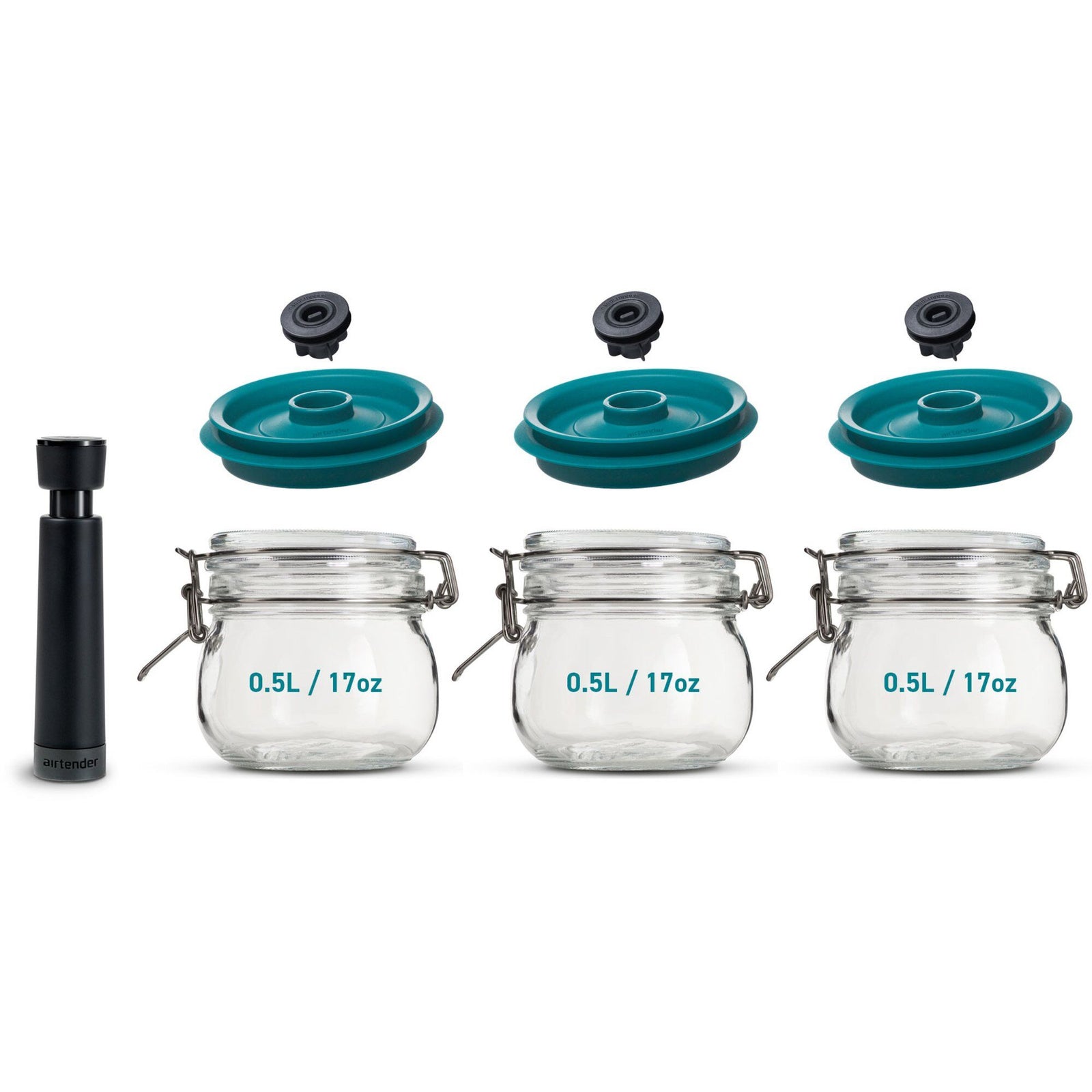 Airtender Airtender Vakuumforsegler + 3 beholdere 0,5 liter ❤ close-up (Vakuumpakker)