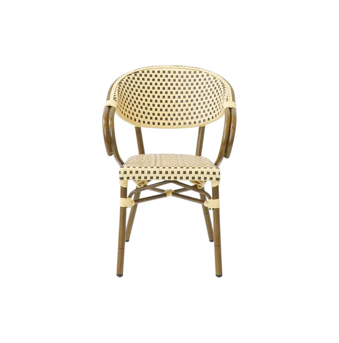 Produktbillede af Paris Caféstol m. armlæn Flet Brun-beige på tilbud