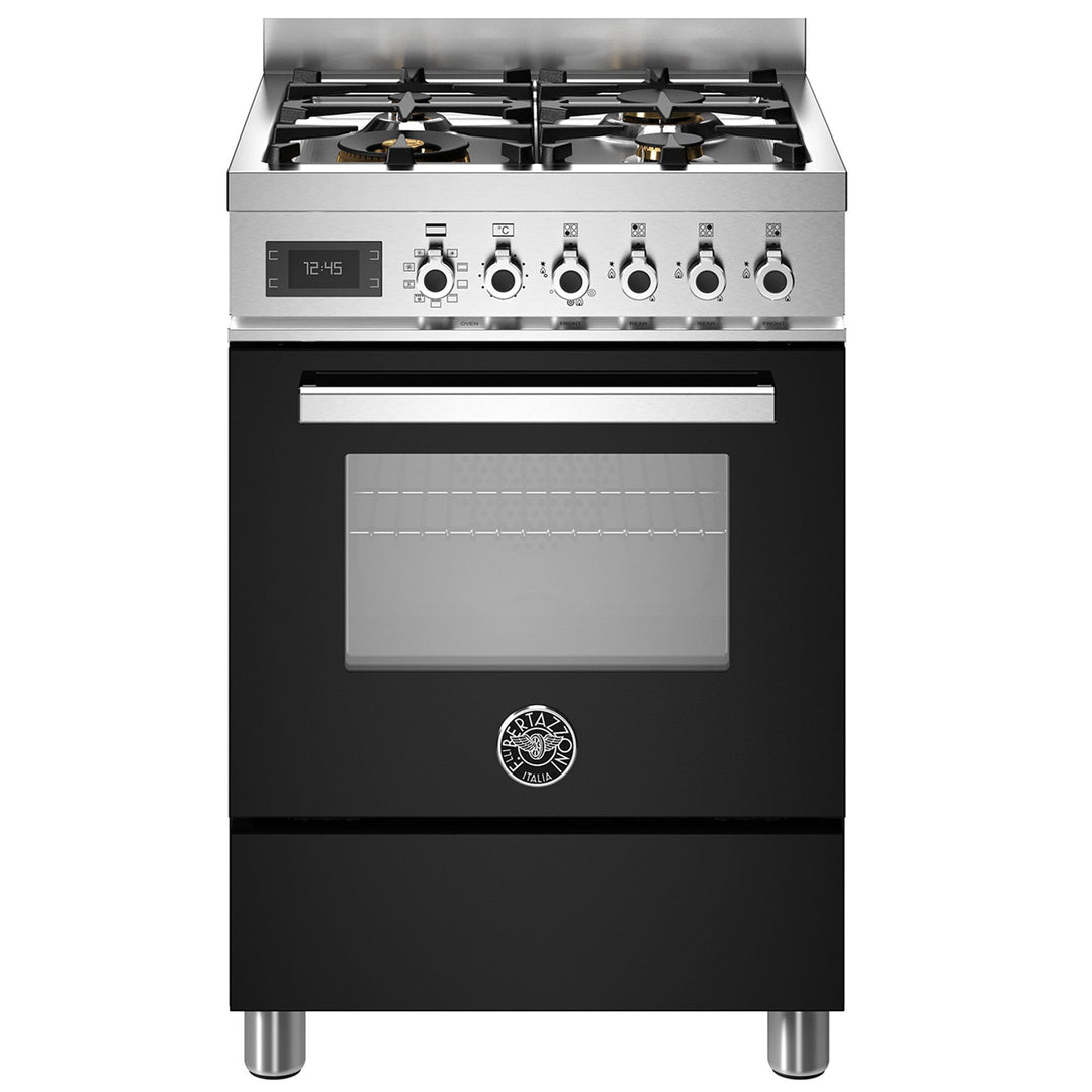 Bertazzoni Bertazzoni PRO64L1ENET Professional gaskomfur med ovn, 60 cm, sort – produktvisning (Gasblus)