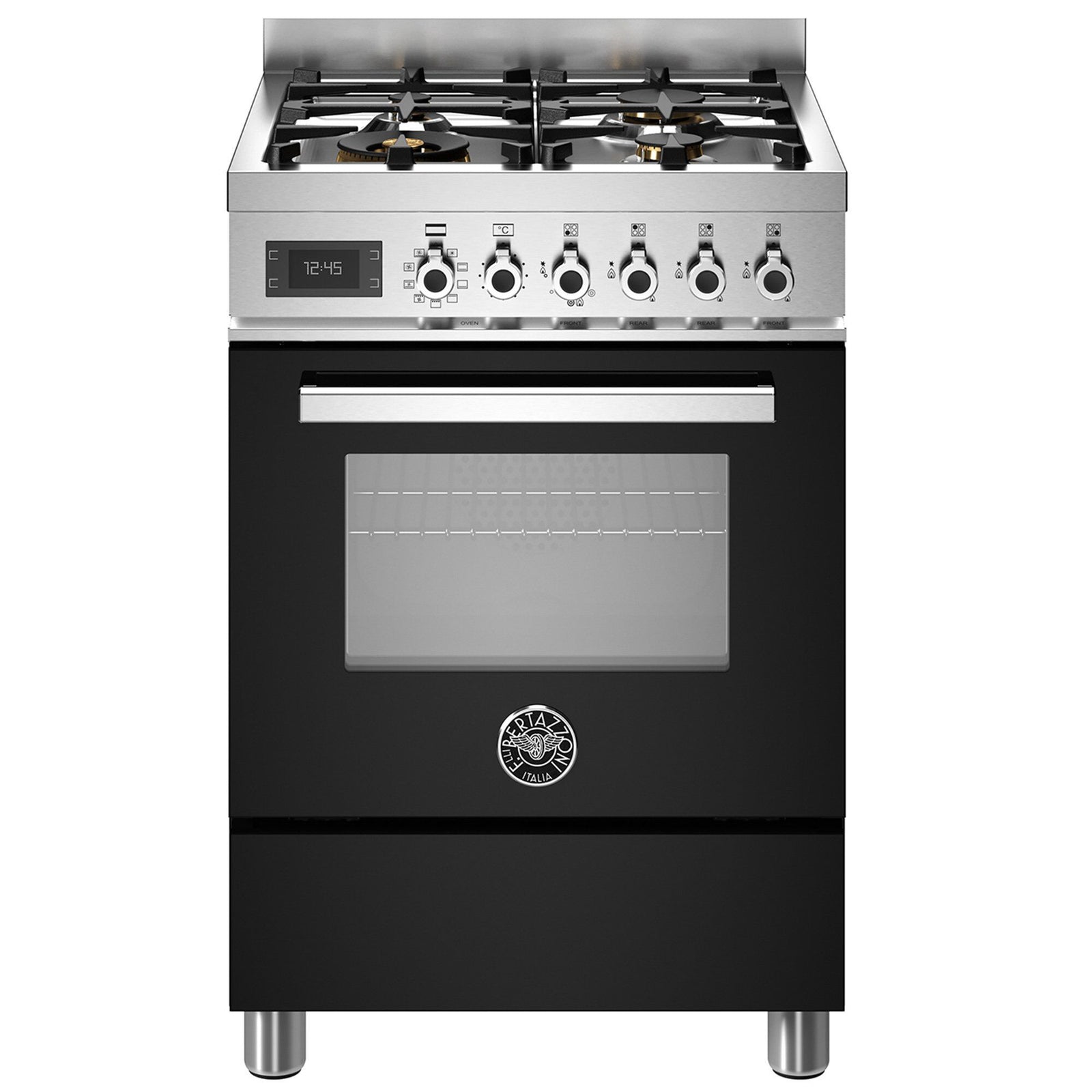 Bertazzoni Bertazzoni PRO64L1ENET Professional gaskomfur med ovn, 60 cm, sort – produktvisning (Gasblus)