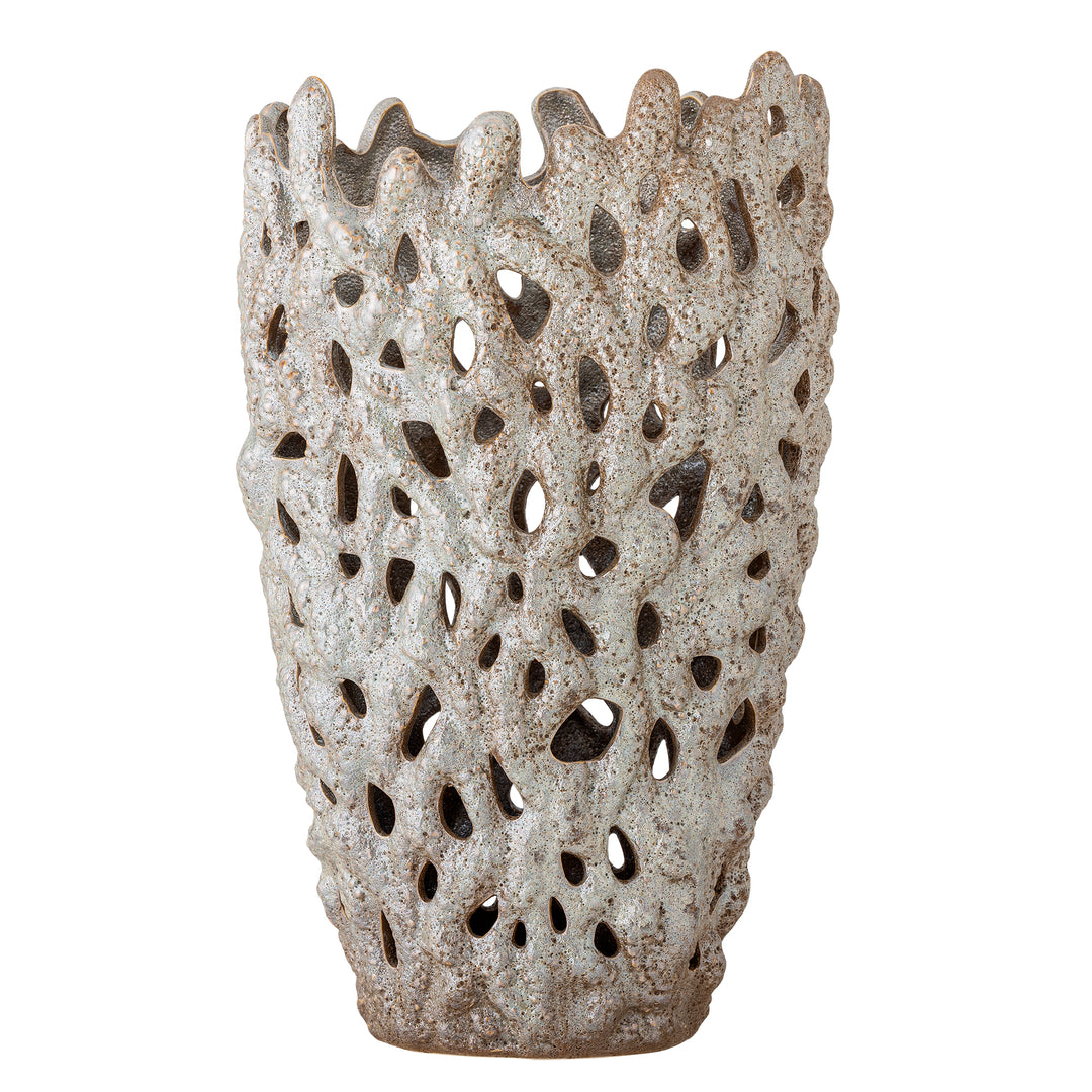 Produktbillede af BLOOMINGVILLE Eunice deko vase hvid stentøj D22,5xH37 i premium kvalitet