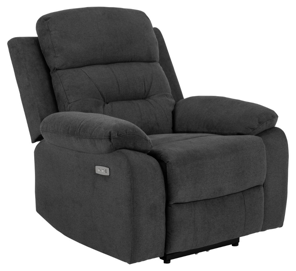Produktbillede af ACT NORDIC Vansbro recliner m. el C stik USB-A posefjedre mørkegrå stof og sort stål i premium kvalitet