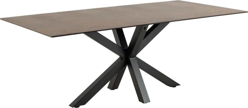 Produktbillede af ACT NORDIC Heaven spisebord rektangulær rustbrun keramik og sort stål 200x100 i premium kvalitet