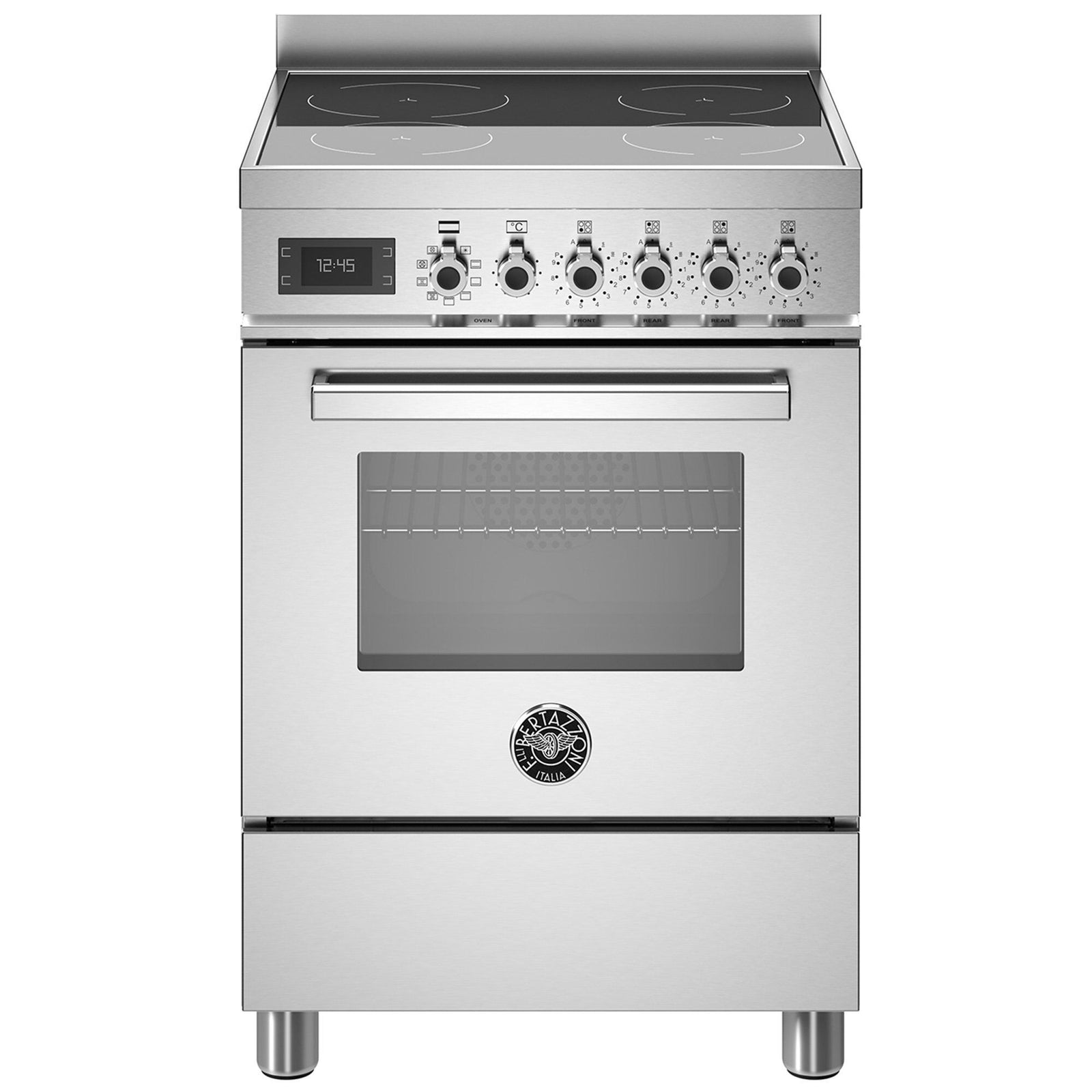 Bertazzoni Bertazzoni PRO64I1EXT Professional induktionskomfur med ovn, 60 cm, rustfrit stål ❤ frontbillede (Induktionskomfur)