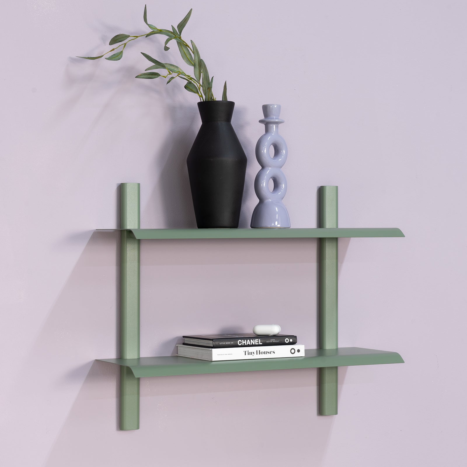 Produktbillede af Repisa Dobbelt væghylde i metal 5 farver bredde 60 cm. Støvet grøn metal på tilbud i høj kvalitet