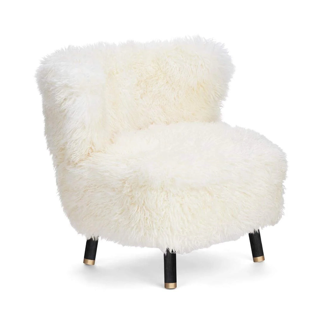 Produktbillede af NATURES COLLECTION EMIL LOUNGESTOL LANGHÅRET HVID SORT BØG M. MESSING 82 i premium kvalitet