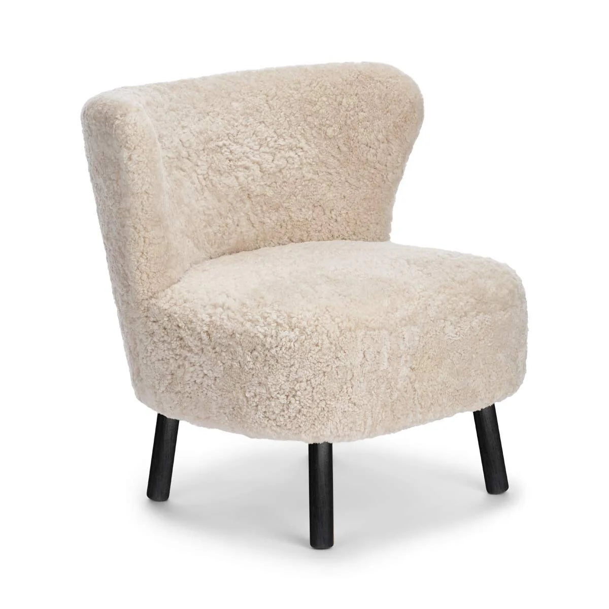 Produktbillede af NATURES COLLECTION EMIL LOUNGESTOL KORTHÅRET BEIGE SORT BØG 82 i premium kvalitet