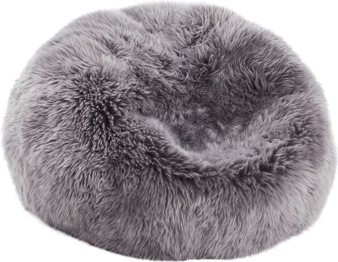 Produktbillede af NATURES COLLECTION RUND LANGHÅRET SÆKKESTOL NEW ZEALAND LYSEGRÅ 75 i premium kvalitet