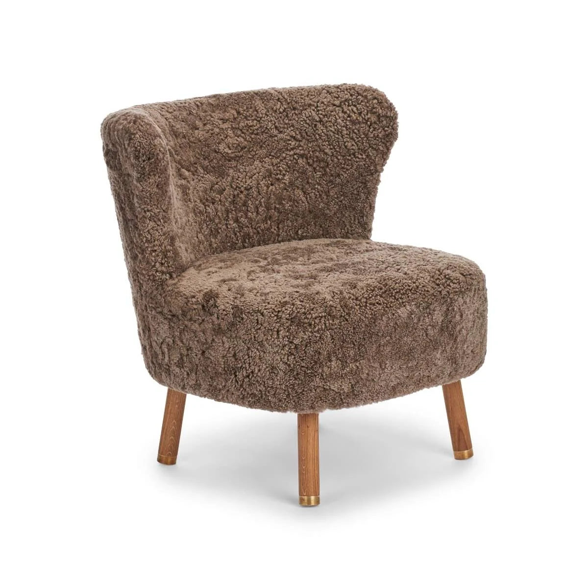 Produktbillede af NATURES COLLECTION EMIL LOUNGESTOL KORTHÅRET LYSEBRUN EG M. MESSING 82 i premium kvalitet