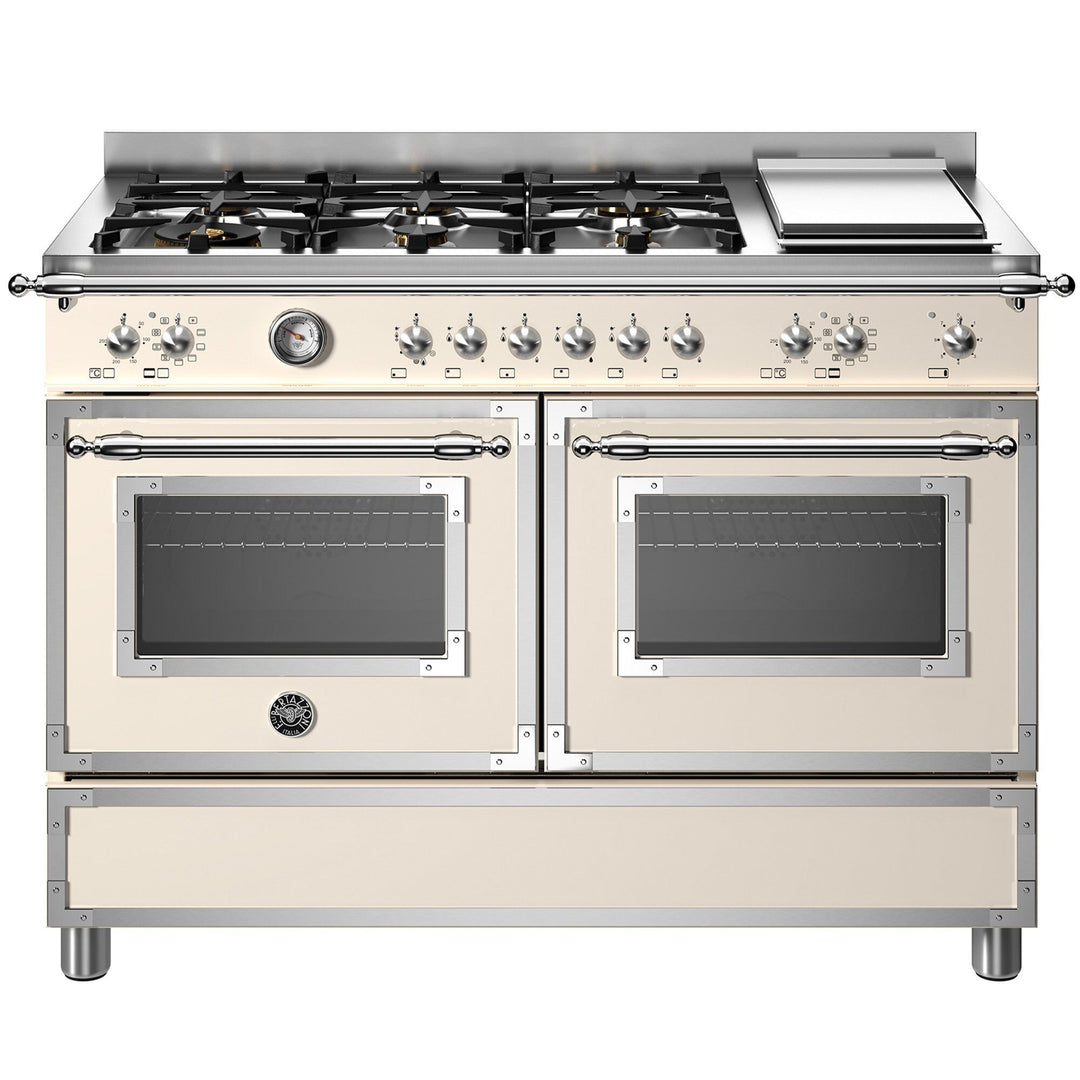 Bertazzoni Bertazzoni HER126G2EAVT Heritage gaskomfur med dobbeltovn, 120 cm, cremevit – detaljebillede (Gasblus)