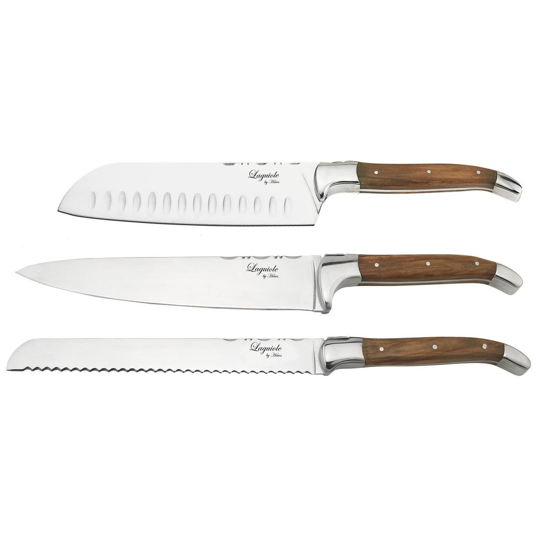Laguiole by haws Laguiole by haws Knivsæt 3 dele, Olive – vinkelbillede (Knivsæt)