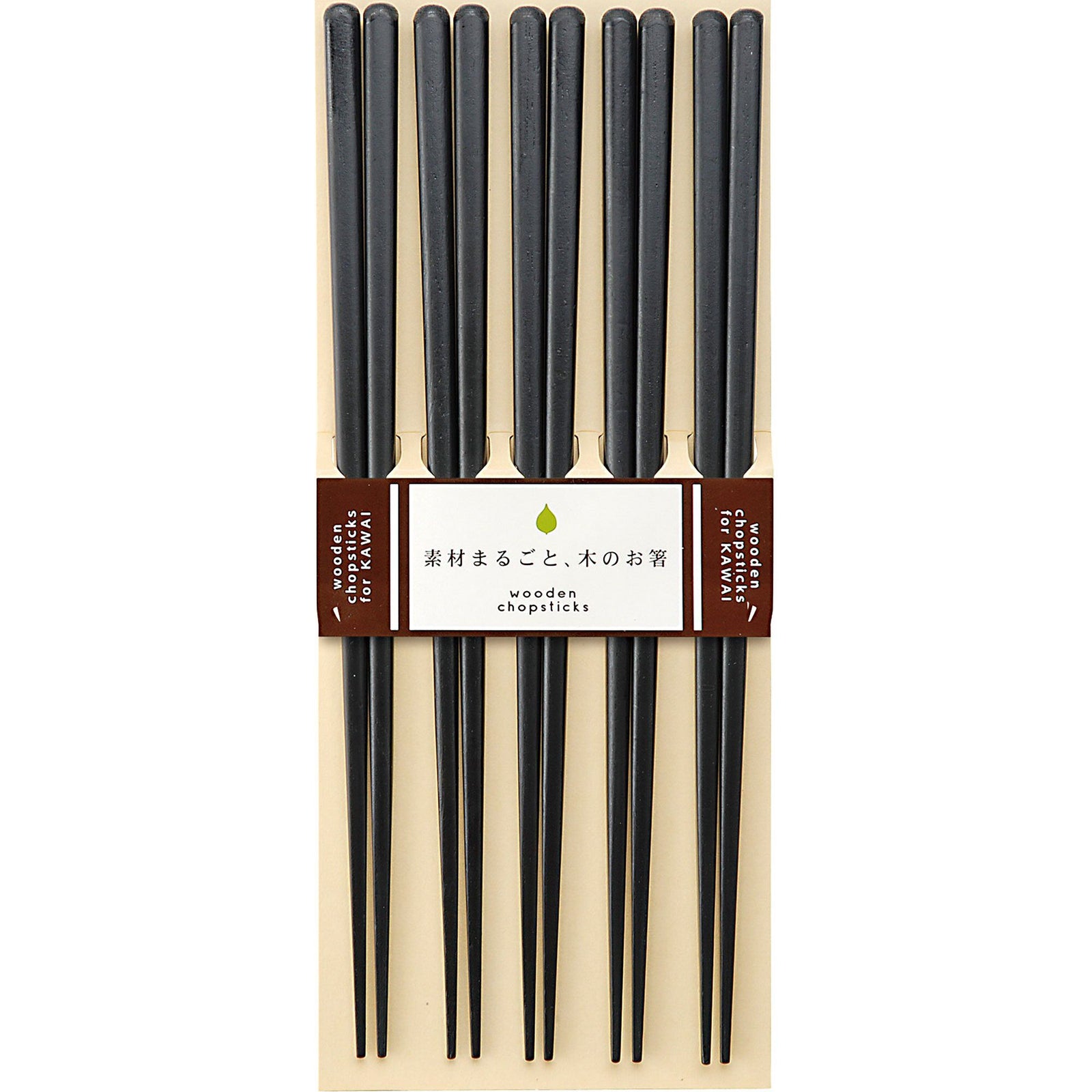 Kawai Kawai Spisepinde plain wood 5 sæt, sort – detaljebillede (Spisepinde)