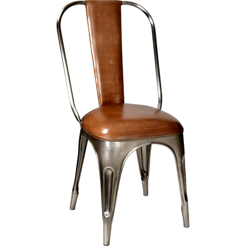 Produktbillede af Cafestol i jern og læder på tilbud i høj kvalitet