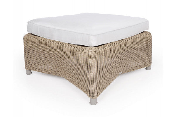 Produktbillede af Cane-line Diamond Fodskammel m/hynde Light Natural/White på tilbud i høj kvalitet