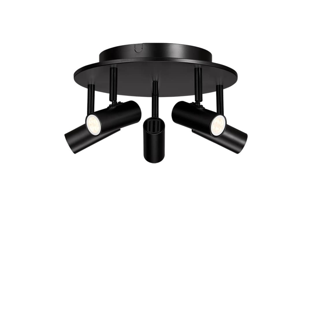 Produktbillede af Cato 5 Spotlights Rund Mat Sort Belid i premium kvalitet