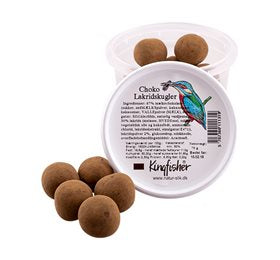 Detaljeret produktbillede af Kingfischer Choko lakridskugler 70g på tilbud