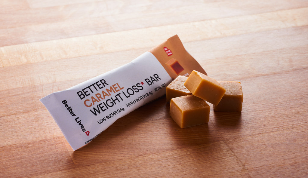 Detaljeret produktbillede af Betterlives Protein weight loss bar Crunchy Caramel på tilbud