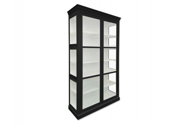 Produktbillede af Christiansø Vitrineskab 212x120x44 cm Sort/Hvid på tilbud i høj kvalitet