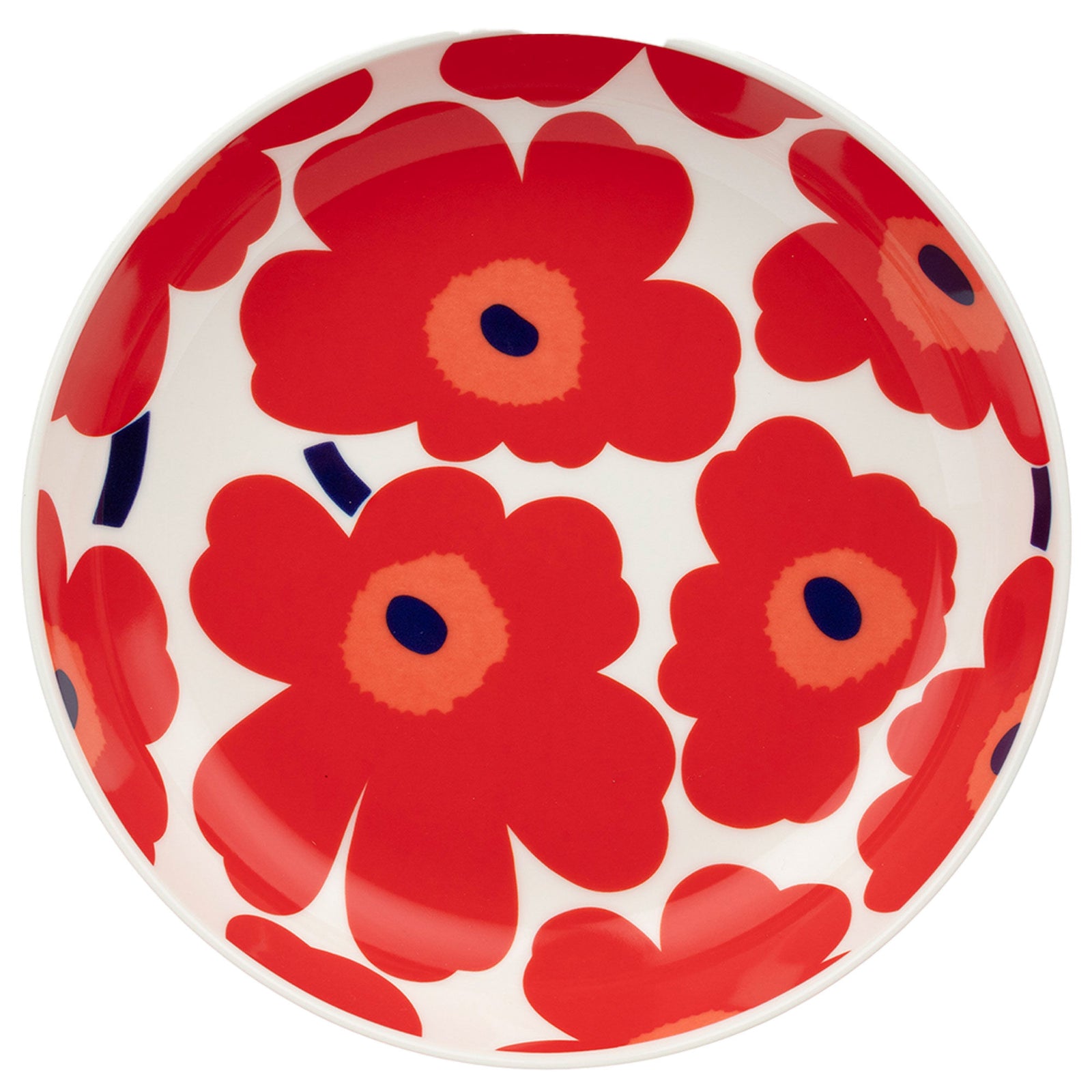 Marimekko Marimekko Unikko dyb tallerken 20,5 cm, rød/hvid/blå ❤ vinkelbillede (Dyb tallerken)
