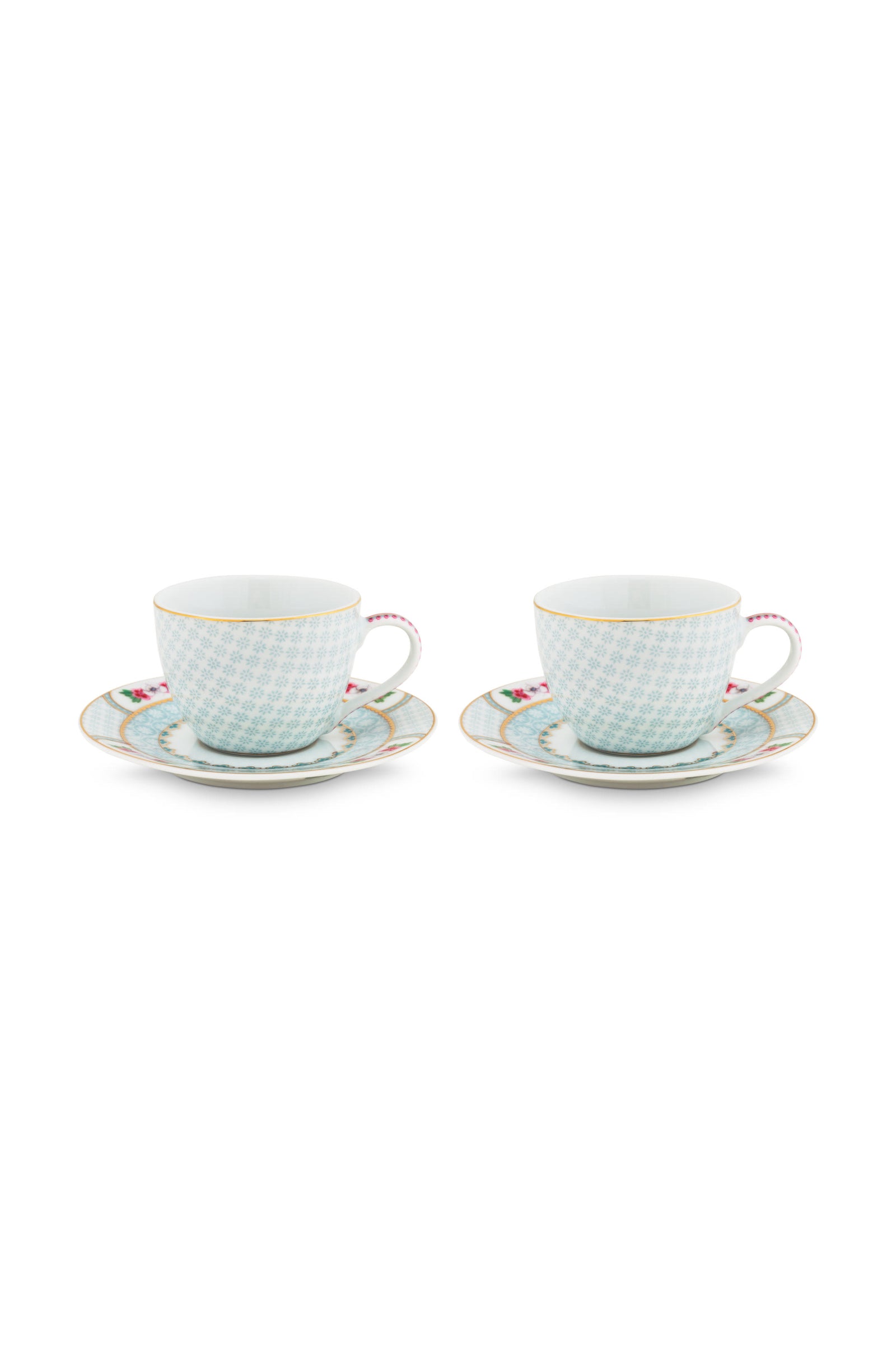 Produktbillede af Set/2 Espresso Cups & Saucers Blushing Birds White 120ml på tilbud i høj kvalitet