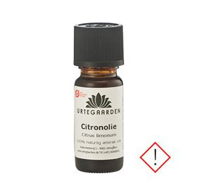 Detaljeret produktbillede af Urtegaarden Citronolie Ø 10ml. på tilbud