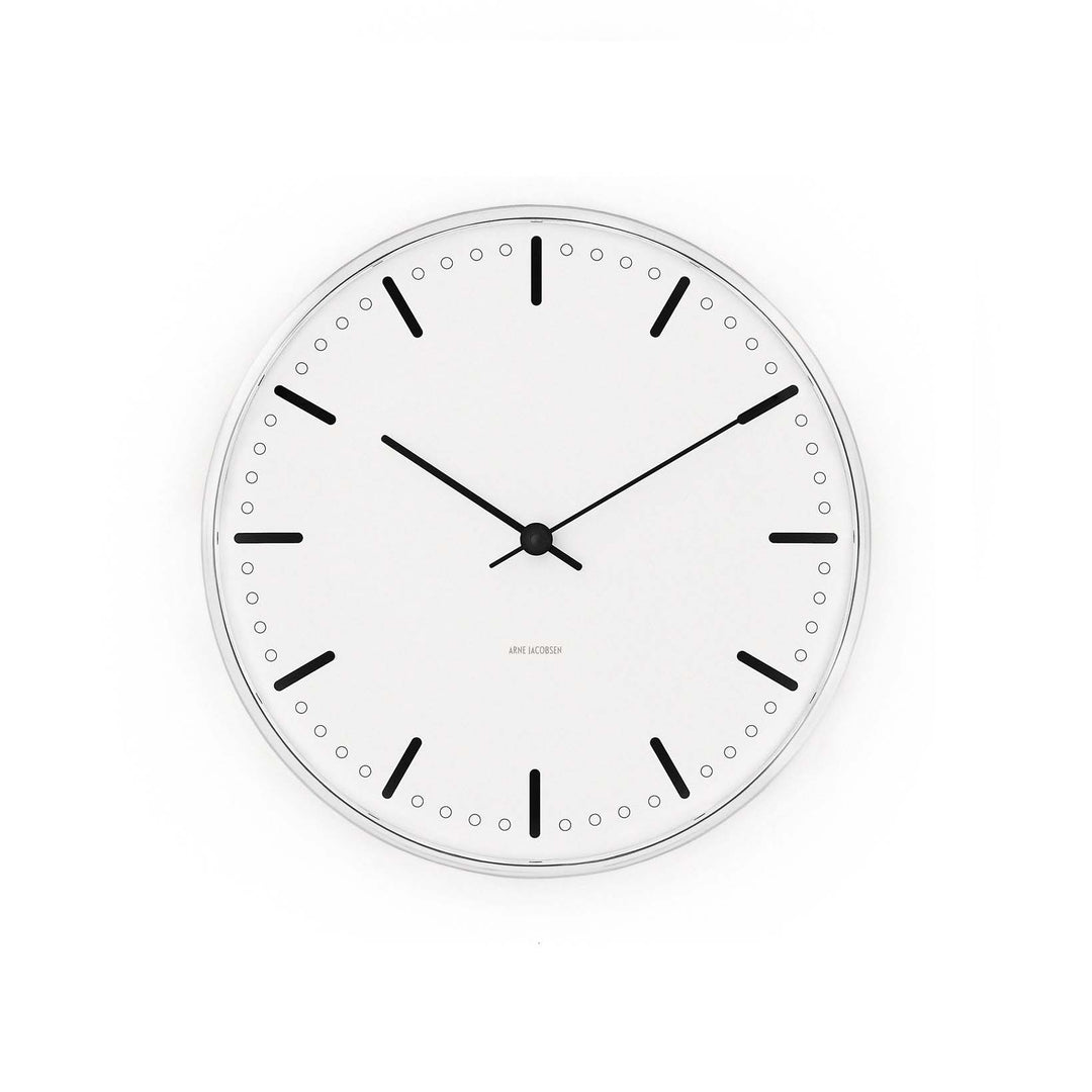 Produktbillede af Arne Jacobsen City Hall Vægur Ø16 cm sort/hvid i premium kvalitet