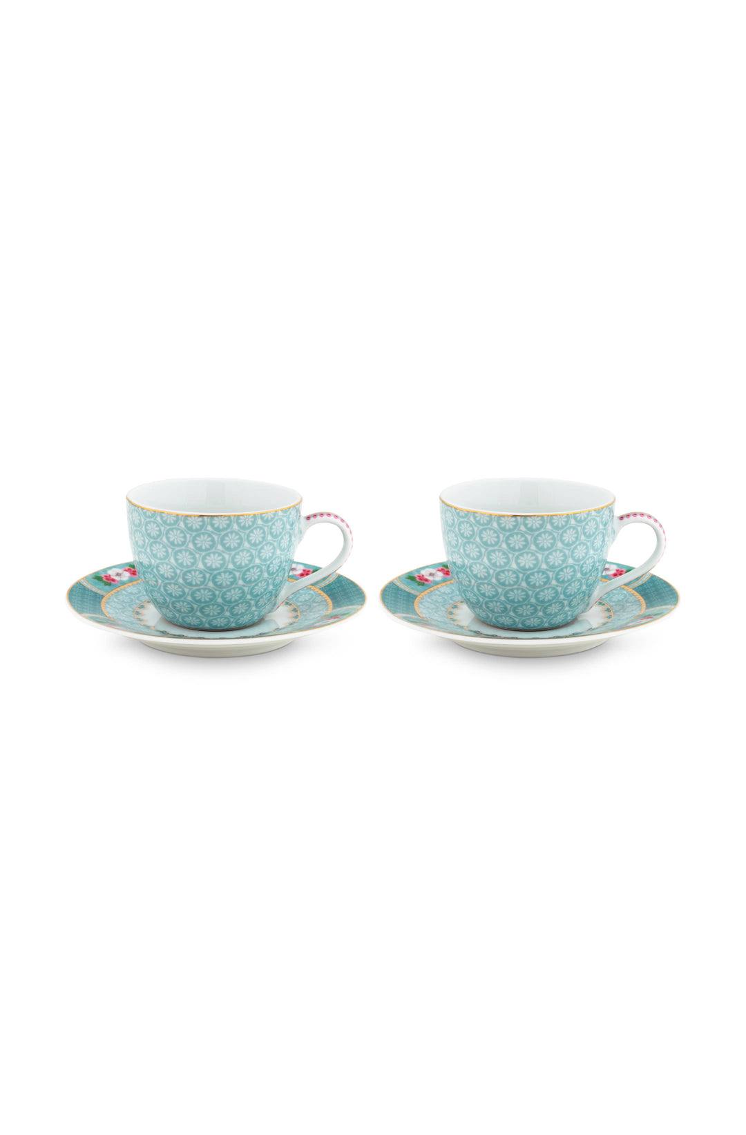 Produktbillede af Set/2 Espresso Cups & Saucers Blushing Birds Blue 120ml på tilbud i høj kvalitet