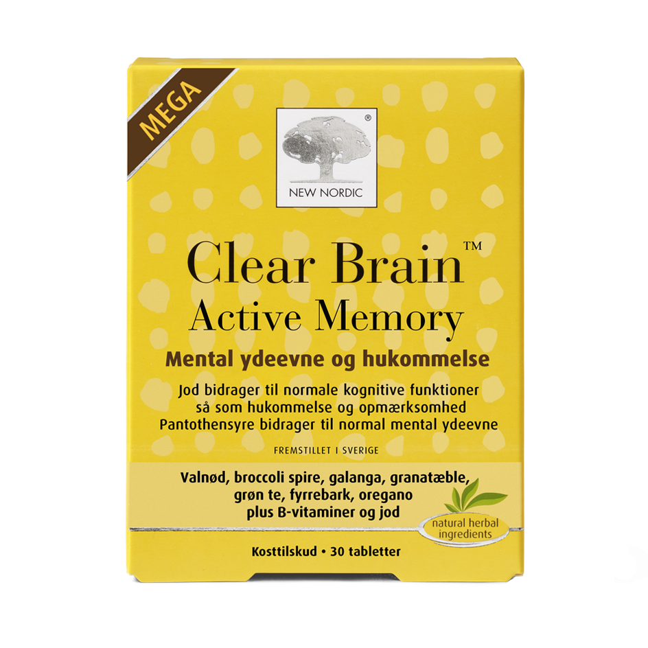 Produktbillede af New Nordic Clear Brain Active Memory 30 tabletter på tilbud