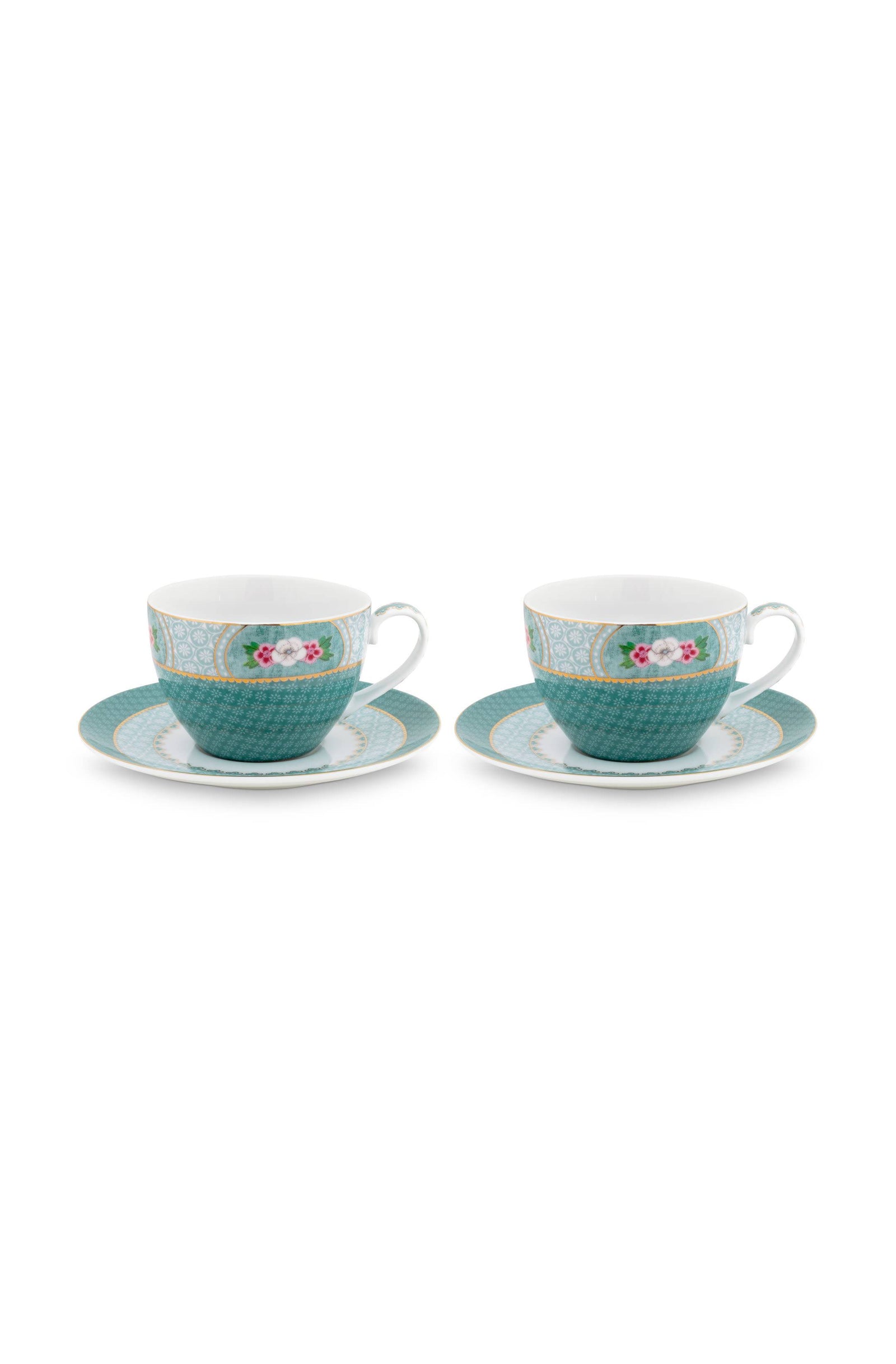 Produktbillede af Set/2 Cups & Saucers Blushing Birds Blue 280ml på tilbud i høj kvalitet