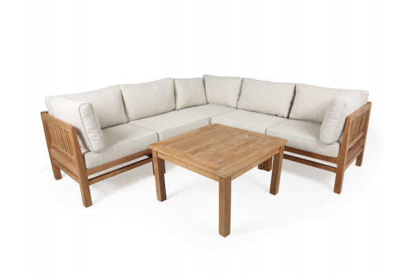 Produktbillede af Colorado Teak Modulsæt Hjørne m/Andorra Airflow hynder Beige på tilbud i høj kvalitet