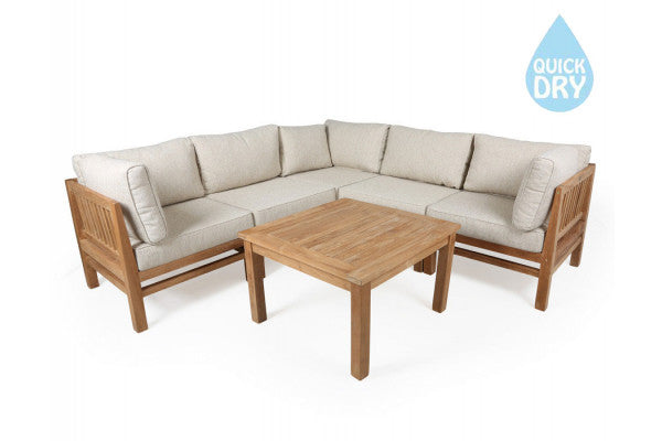 Produktbillede af Colorado Teak Modulsæt Hjørne m/Aspen QuickDry hynder på tilbud i høj kvalitet