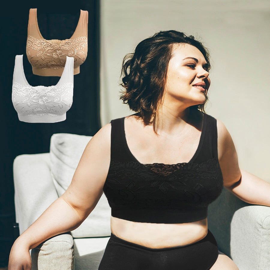 Produktbillede af Køb Comfort Bra pakke med 3 stk. (BH med blonder) 3 sorte / L på tilbud