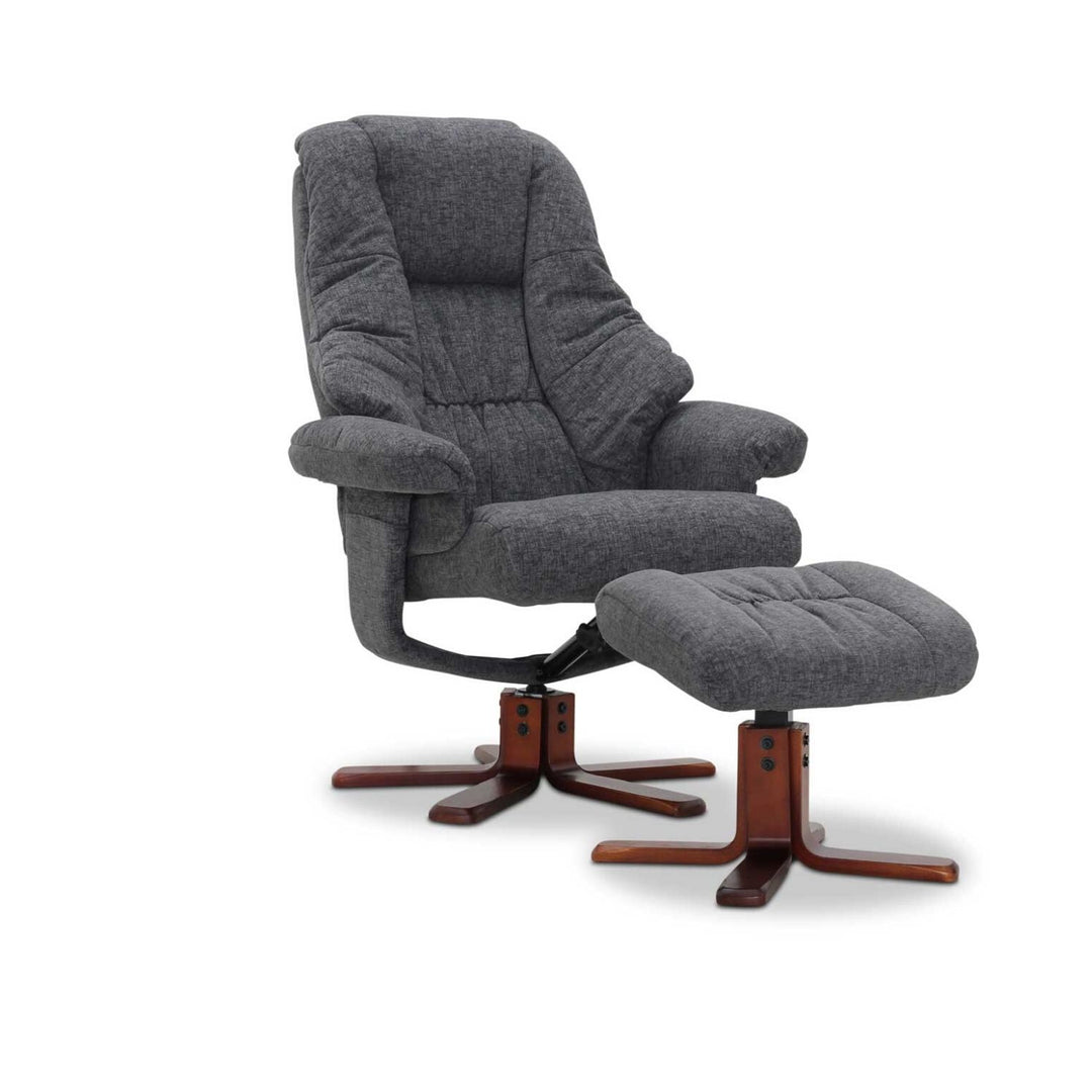 HAGA Comfy lænestol gråt stof m. armlæn m. drejefunktion inkl. skammel