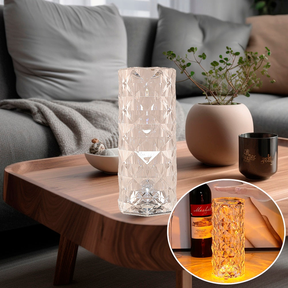 Produktbillede af Krystal Bordlampe m/Touch funktion på tilbud