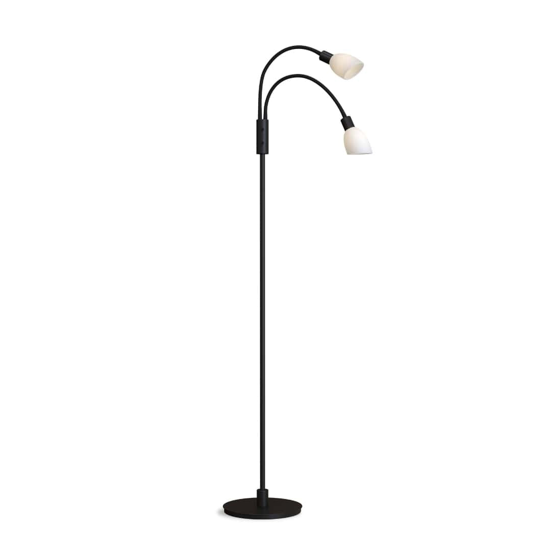 Produktbillede af Cut Dobbelt Gulvlampe Sort/Opal Glas Herstal i premium kvalitet