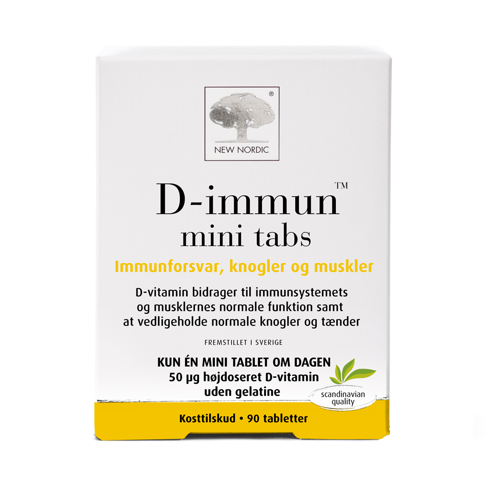 Stort online udvalg i New Nordic D-Immun mini tabs 90 tabletter ❤ New Nordic ❤ Hurtig levering: 1 - 2 Hverdage og gratis fragt v/køb over 295 kr. GLS til pakkeshop ❤ Varenummer: HG-45188 og barcode / Ean: 5021807451883 på lager - Kæmpe udvalg i New Nordic - Over 454 design brands på udsalg