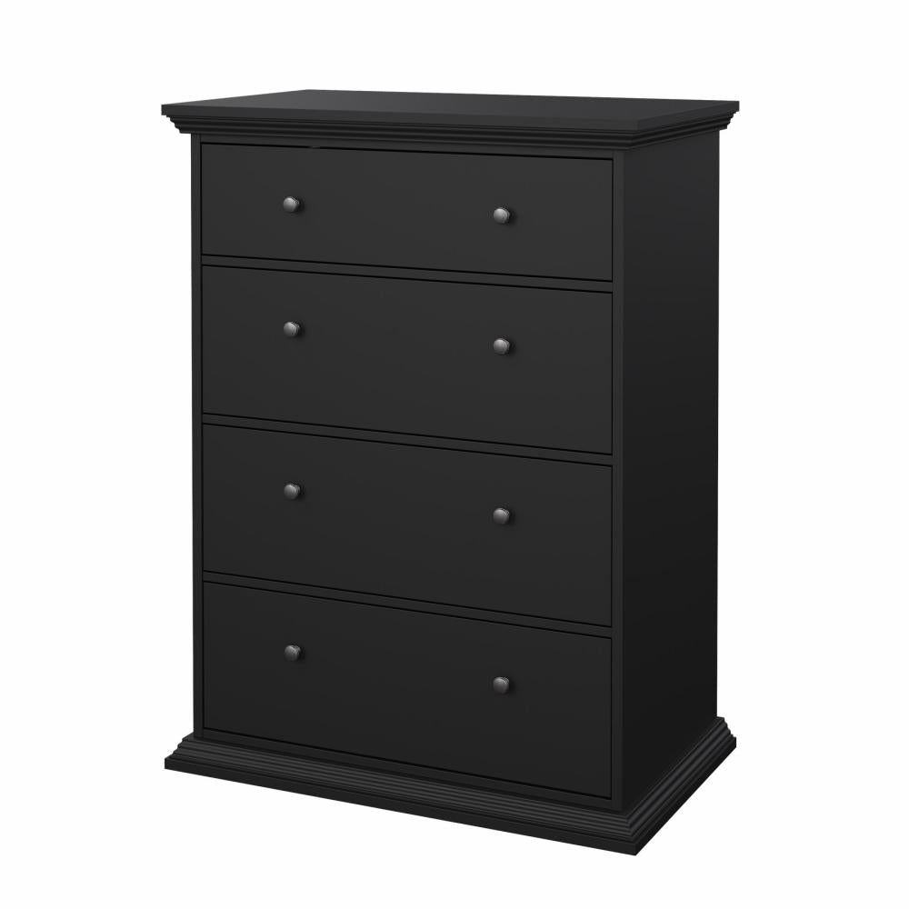 TVILUM North kommode med 4 skuffer mat sort 86,3 x 51,6 x 115,6 cm