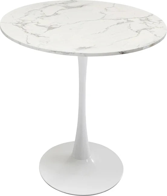 KARE DESIGN Schickeria spisebord rund hvid marmorlook laminat og hvid stål Ø80