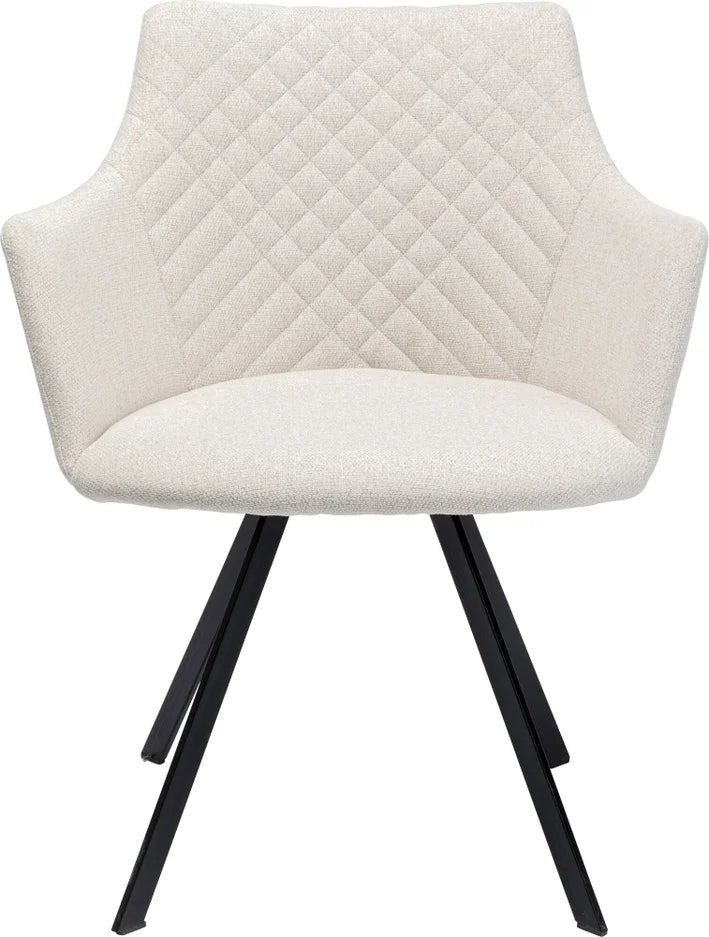 KARE DESIGN Coco Cream drejestol m. armlæn creme polyester og stål