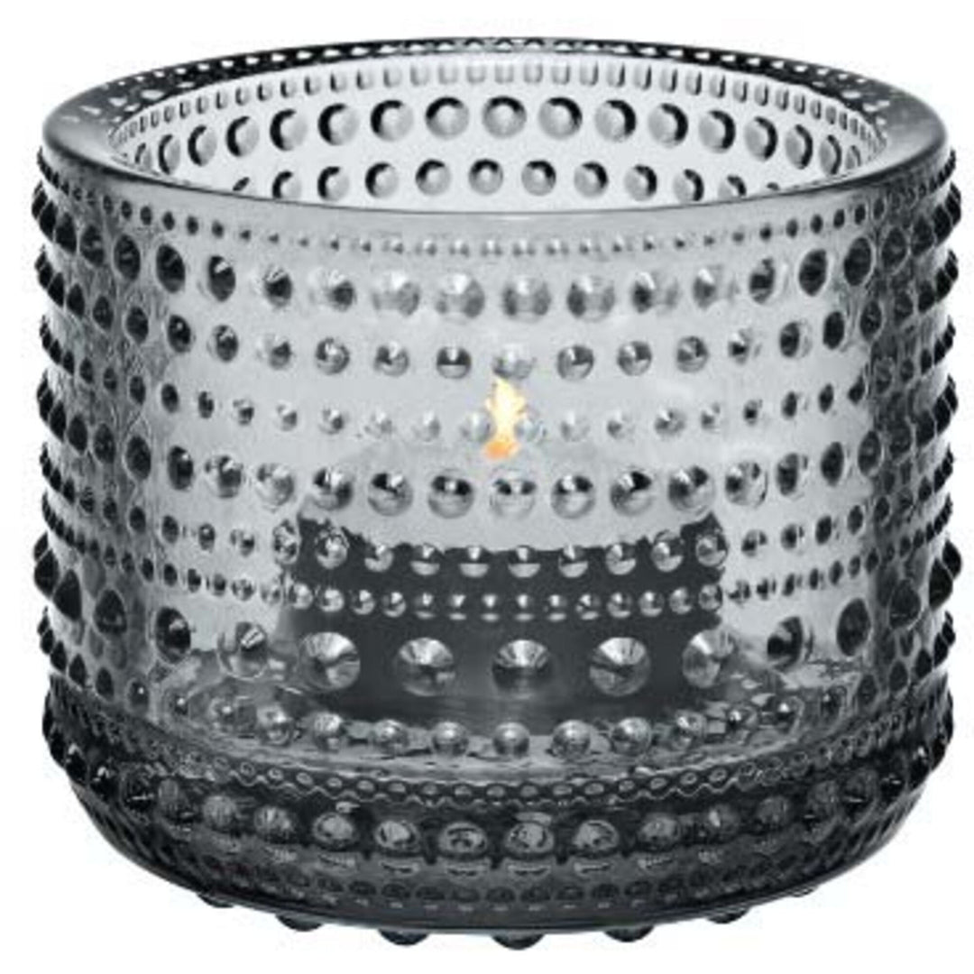 Iittala Iittala Kastehelmi fyrfadsstage, 6,4 cm. grå – frontbillede (Lysestage)
