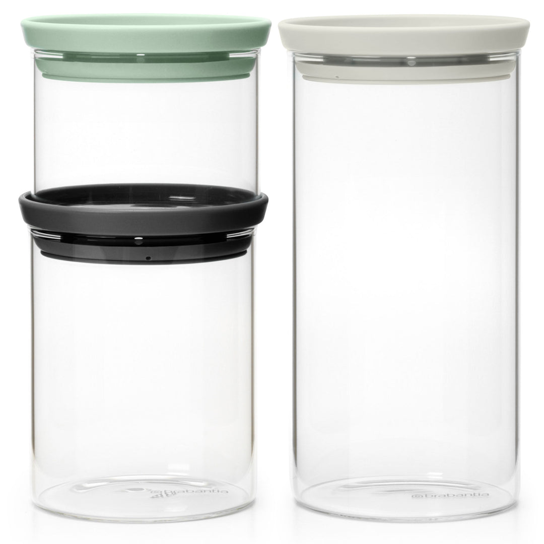 Brabantia Brabantia Stabelbare glasbeholdere 3 dele, transparente – vinkelbillede (Madopbevaring)