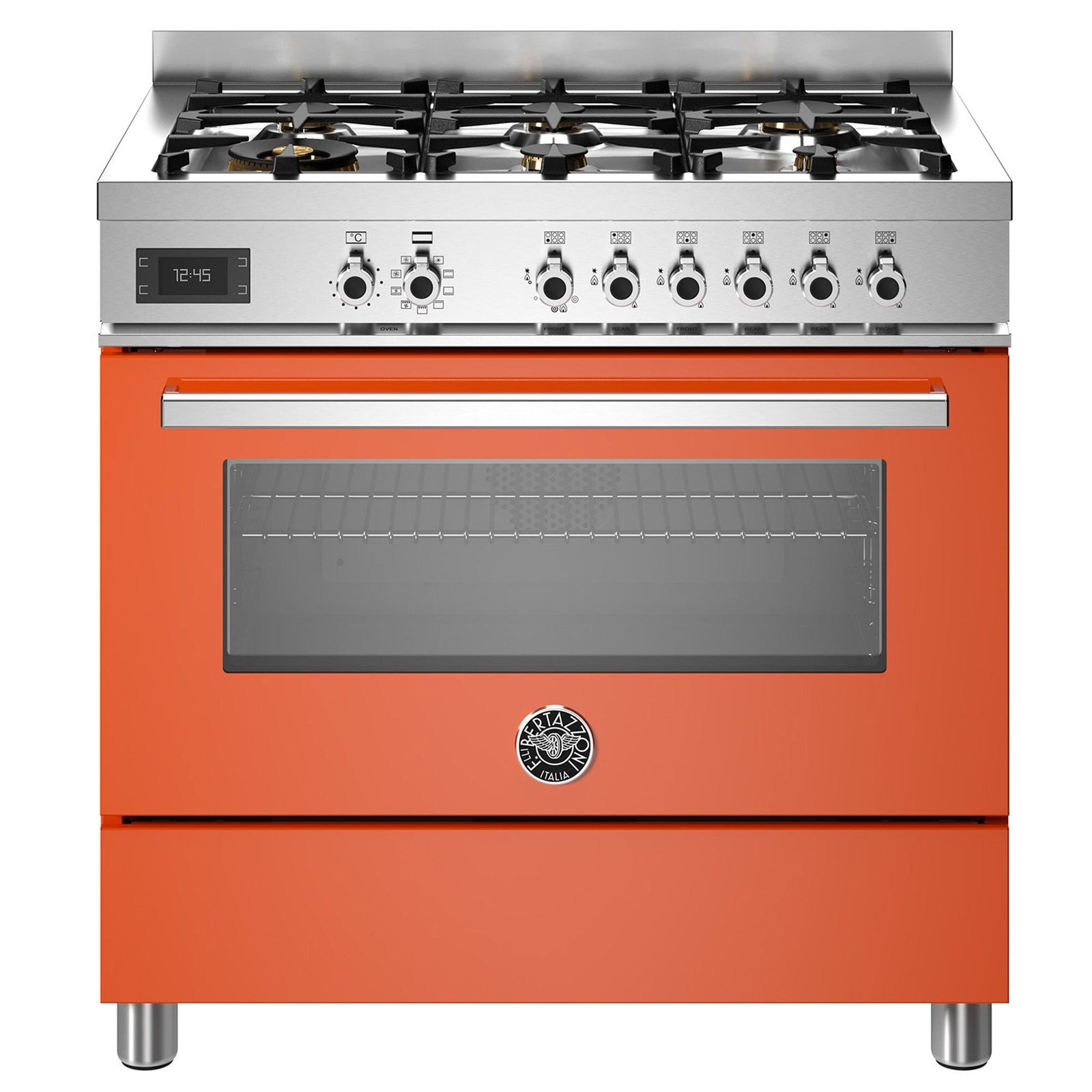 Bertazzoni Bertazzoni PRO96L1EART Professional gaskomfur med ovn, 90 cm, orange ❤ detaljebillede (Gasblus)