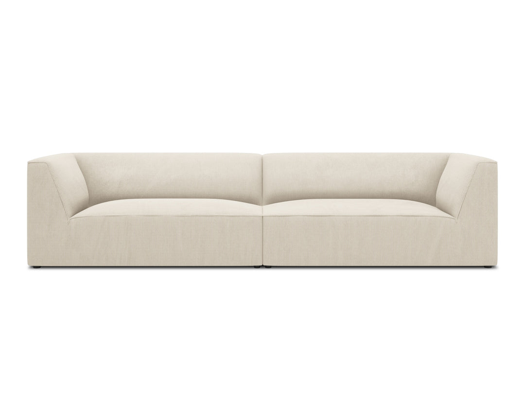 MICADONI Ruby sofa 4 sæder beige corduroy stof og sort plast