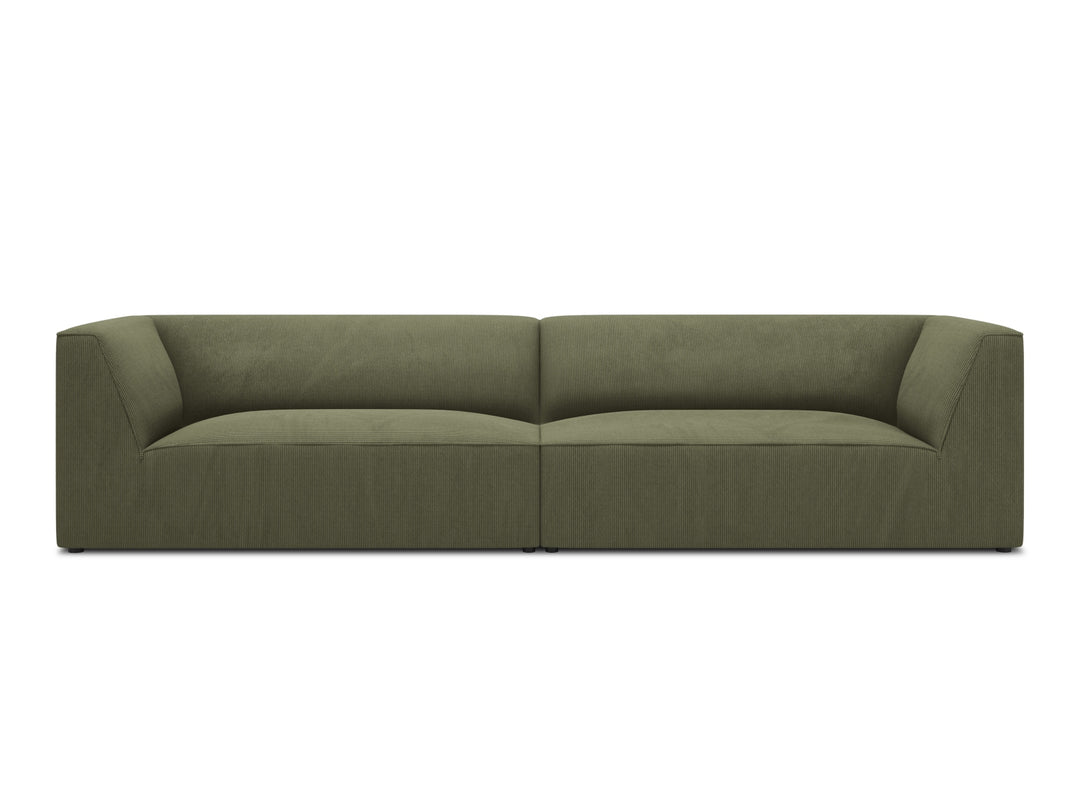 MICADONI Ruby sofa 4 sæder grøn corduroy stof og sort plast