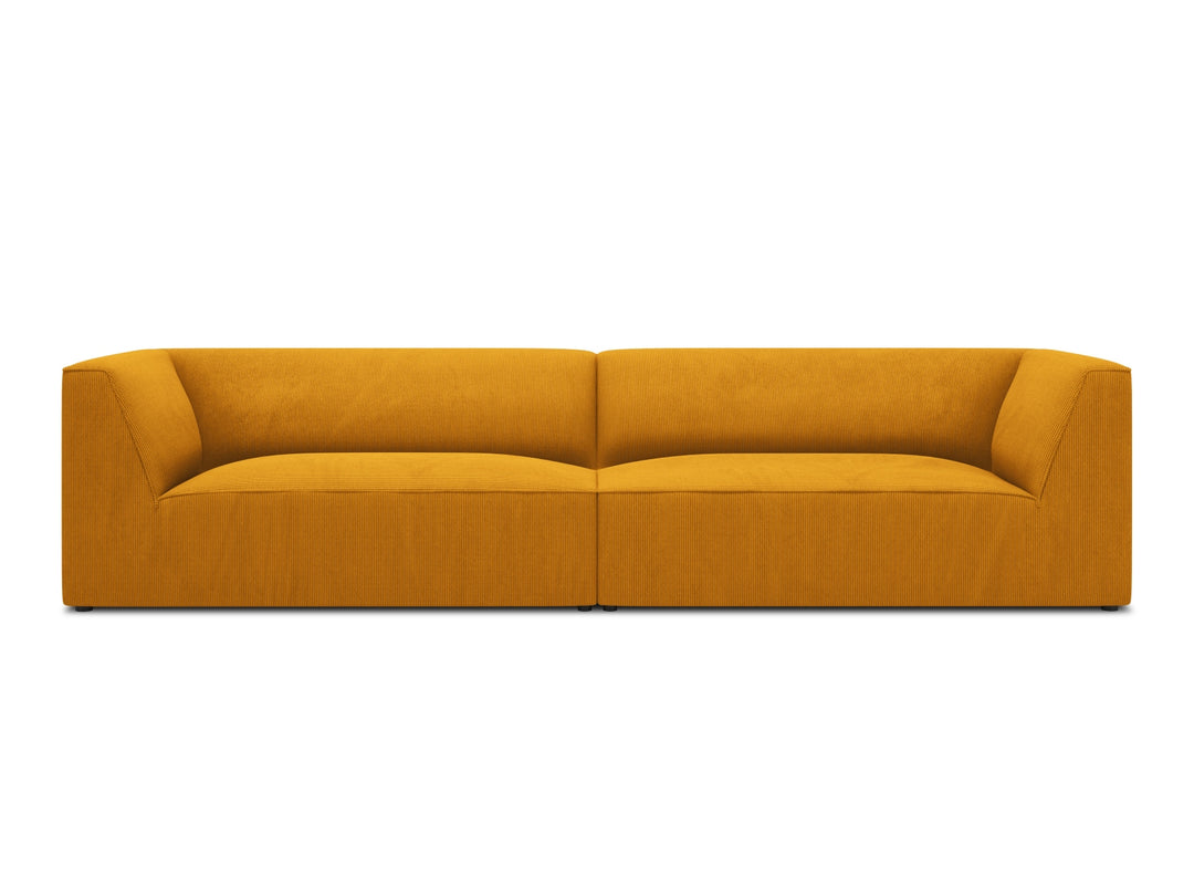 MICADONI Ruby sofa 4 sæder gul corduroy stof og sort plast